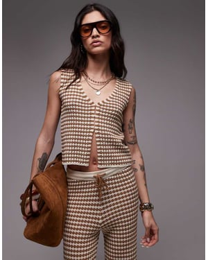 Topshop knitted check pattern waistcoat co-ord