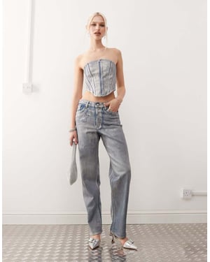 Monki co-ord Aimo raka benjeans i holografisk tvätt