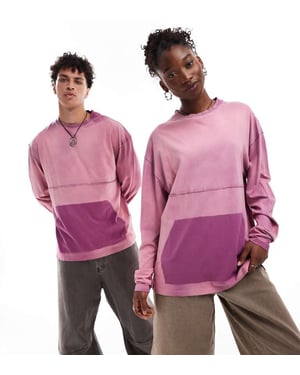 COLLUSION Unisex skater långärmad t-shirt med rosa tvättdetalj