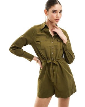 Nobody's Child Miranda utility stil rompers i khaki