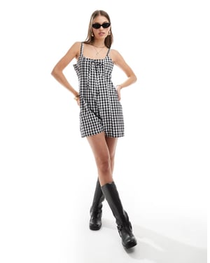 ASOS DESIGN rutigt godet jumpsuit i mono