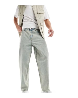 Återvunnet vintage 90-tals baggy pappa jeans i 90-tals ljusblå
