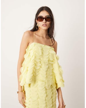 ASOS EDITION strukturerad cirkel draperad cami topp koord i citron