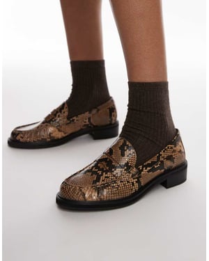 Topshop Carter loafers with ruched detail in snake print