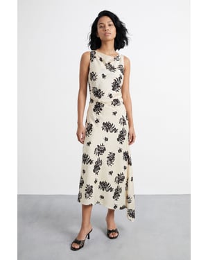Petite Floral Printed Racer Neck Seam Detail Bias Maxi Dress