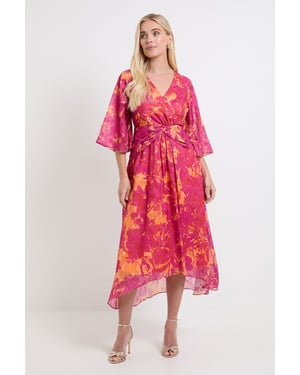Petite Floral Burn Out Twist Midaxi Dress