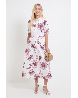 Petite Summer Cotton Floral Shirt Dress