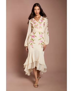 Sequin Embellished And Embroidered High Low Maxi Dress