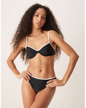Abercrombie & Fitch contrast trim underwire bikini top co-ord in black