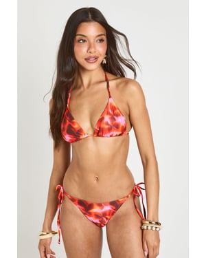 Abstract Floral Triangle Bikini & Tie Side Bottom Set
