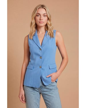 Petite Pocket Detail Sleeveless Blazer