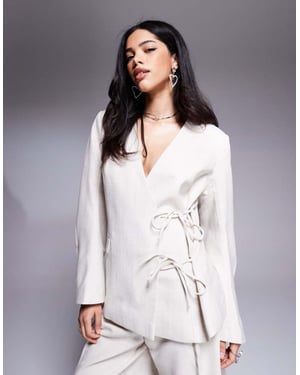 ASOS DESIGN double tie side blazer co-ord in stone