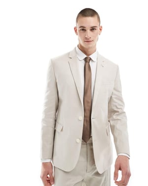 ASOS DESIGN slim med linjacket i sten
