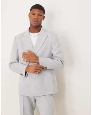 ASOS DESIGN avslappnad vanlig kavaj i ljusgrå linnelook