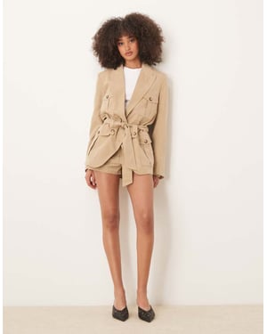 ASOS DESIGN faux suede utility blazer co-ord in tan