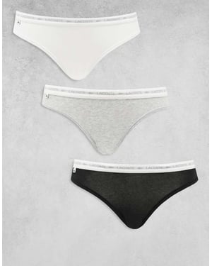Lacoste 3 pack briefs in black grey white