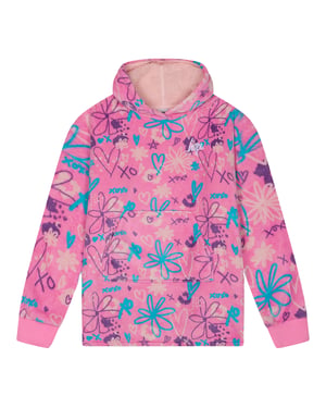 Girls Oversized Blanket Blue Scribble Hoodie Kids Fleece Warm Lounge Wear