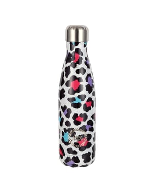 Thermal Water Bottle Silver Leopard Print | Stainless Steel Leak Proof Bottle
