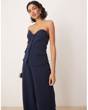 Vila structured jersey strapless waistcoat co-ord in navy