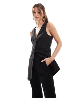 Miss Selfridge longline waistcoat co ord in black