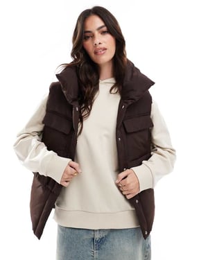 Threadbare padded gilet in brown