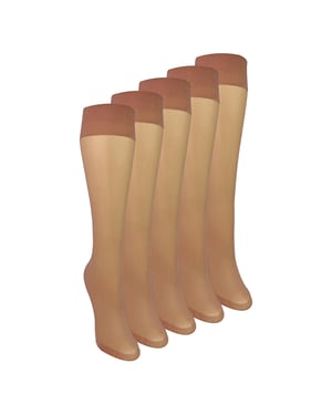 5-Pack Dames Kniehoge Pop Sokken 15 Denier Lichte Doorzichtige Sokken