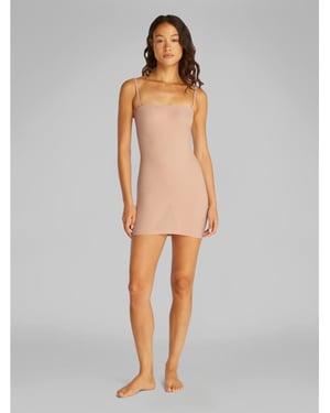 Calvin Klein Shapewear firm sculpted stay put stretch slip dress in beige