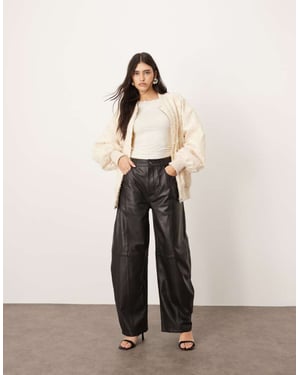 ARRANGE Sydney leather high waisted barrel trouser in black