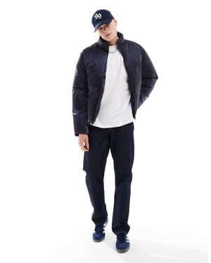 ASOS DESIGN översized högblank pufferjacka i marinblått