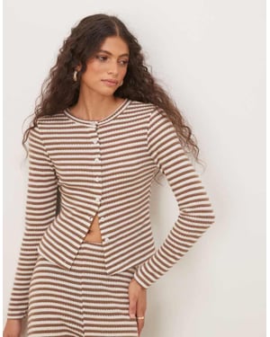 ASOS DESIGN co-ord long sleeve cardigan in textured stripe