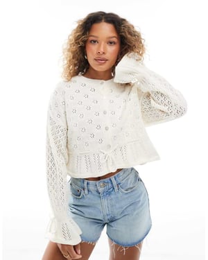 Miss Selfridge knitted tie waist peplum cardigan in cream