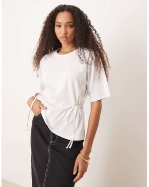 ASOS DESIGN oversized t shirt with tie detail in white