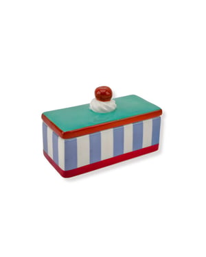 House Vitamin Storage jar tompouche blue/purple dolomite 14x6x6cm