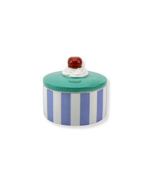 House Vitamin Storage jar tartlet cherry blue/purple dolomite 9x9x7,5cm