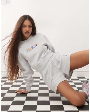 Kickers crop sweatshirt in grey marl co-ord