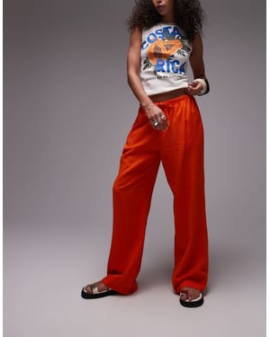 Topshop linen straight leg trouser in orange