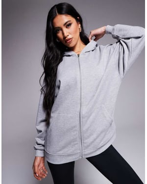 4505 quick dry heavyweight zip up training hoodie in grey marl