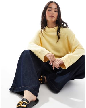 ASOS DESIGN knitted crew neck jumper with raglan sleeve in buttermilk