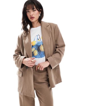 Vero Moda tailored herringbone co-ord blazer in mocha
