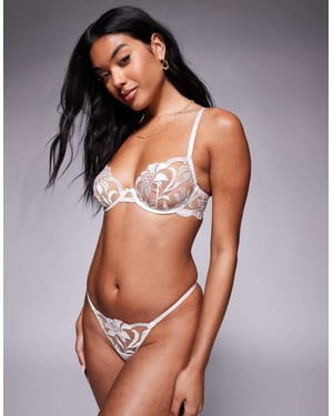 Bluebella Leonora Floral Embroidered Thong in white