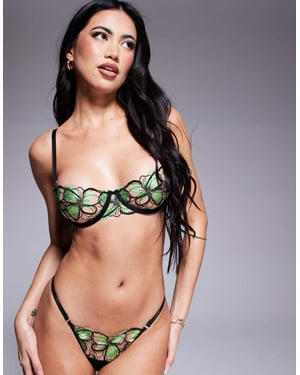 Bluebella Odette Floral Embroidered Balcony Wired Bra in green