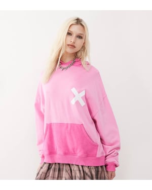 COLLUSION acid wash faded hoodie in pink