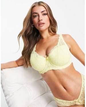 Pour Moi Fuller Bust Flora mini blommig spets-bh med hög topp och vaddering i gult