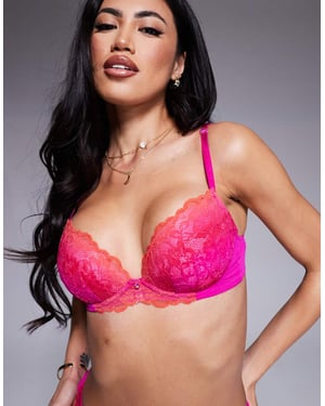 Ann Summer Sexy spetsvadderad djuphalsad bh i korallombre