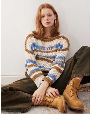 Kickers loose fit open knit retro stripe knit