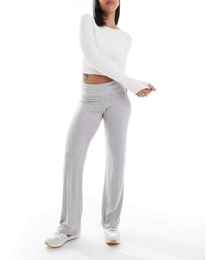 Cotton On sleep recovery roll waist pant in grey marle rib