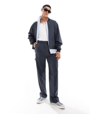 ASOS DESIGN smart samordnat vida cargobyxor med fickdetaljer i grått