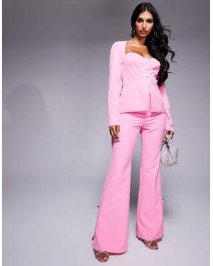 ASOS LUXE koord slim fit skräddarsydd byxa med utsmyckad knapprad i rosa