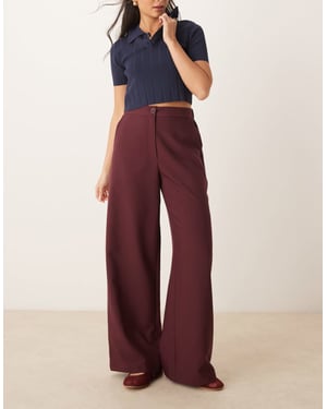ASOS DESIGN skräddarsydda avslappnade raka byxor i mörk körsbär