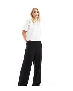 ASOS DESIGN Långa skräddarsydda hög midja sömdetalj vida linnebyxor i svart